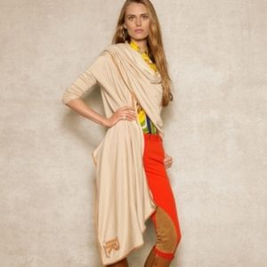 Ralph Lauren Leather Trimmed Cashmere Blend Wrap